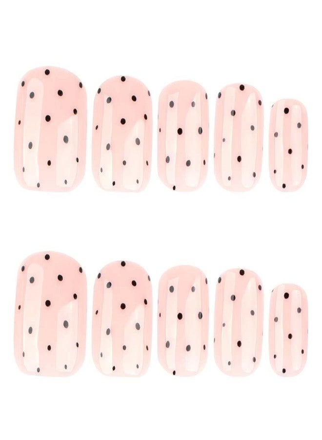 Foccna Extra Short Press on Nails Square Fake Nails Polka Dots Glossy Short Round Nails, Salon Quality Artificial Nails for Women 24pcs - Image 4